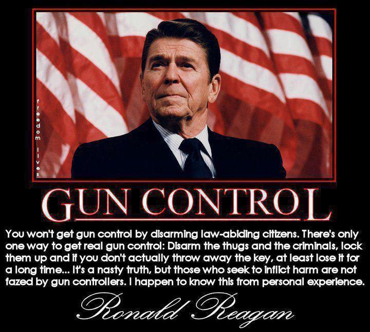 Gun control quote from former President Ronald Reagan supporting our right to bear arms.