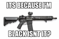 Humorous gun sign - It's because I'm black, isn't it? http://www.lbsommer-author.yolasite.com/gun-signs.php