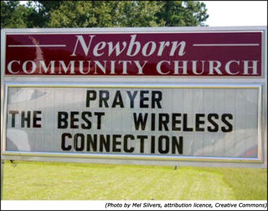 Funny church sign - Prayer is the best wireless connection
